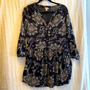 Hinge long sleeve mini swing dress